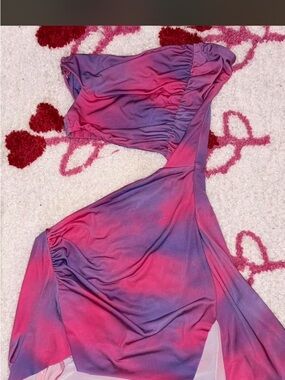 I.AM.GIA Pink and Purple Strapless Cutout Mini Dress